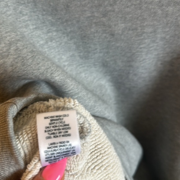 NSF French Terry Sweater Size Medium Gray Funnel Neck Half Button Front - Picture 9 of 13